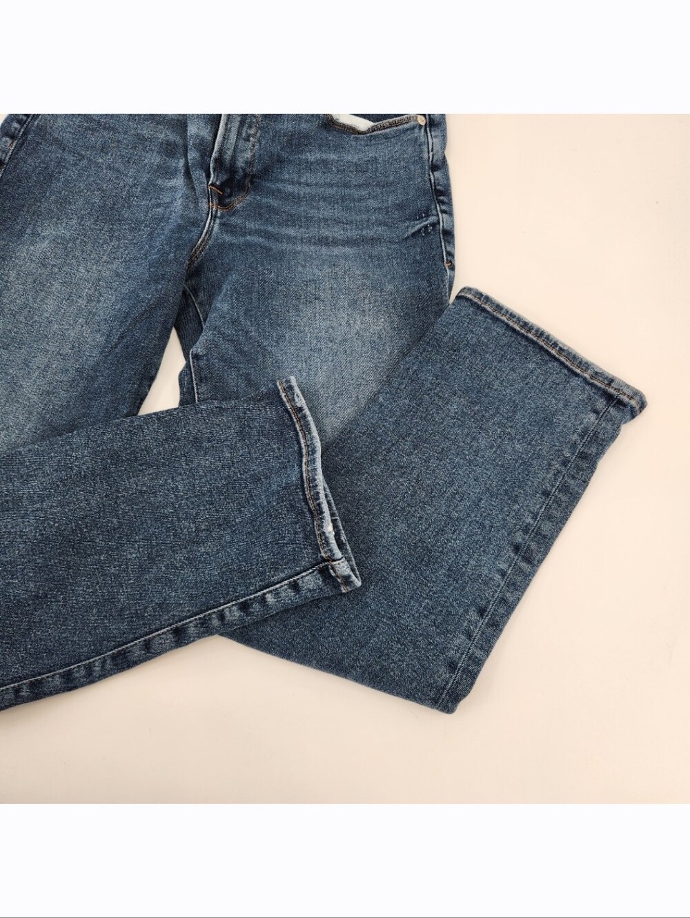 Good American High Rise Straight Leg Jeans Womens Size 12/31 Dark Wash Denim - Picture 4 of 7